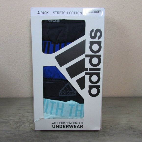 *Various Colors* NEW Adidas Men's Large Stretch Cotton Boxer Briefs 4 Pack - Picture 1 of 8